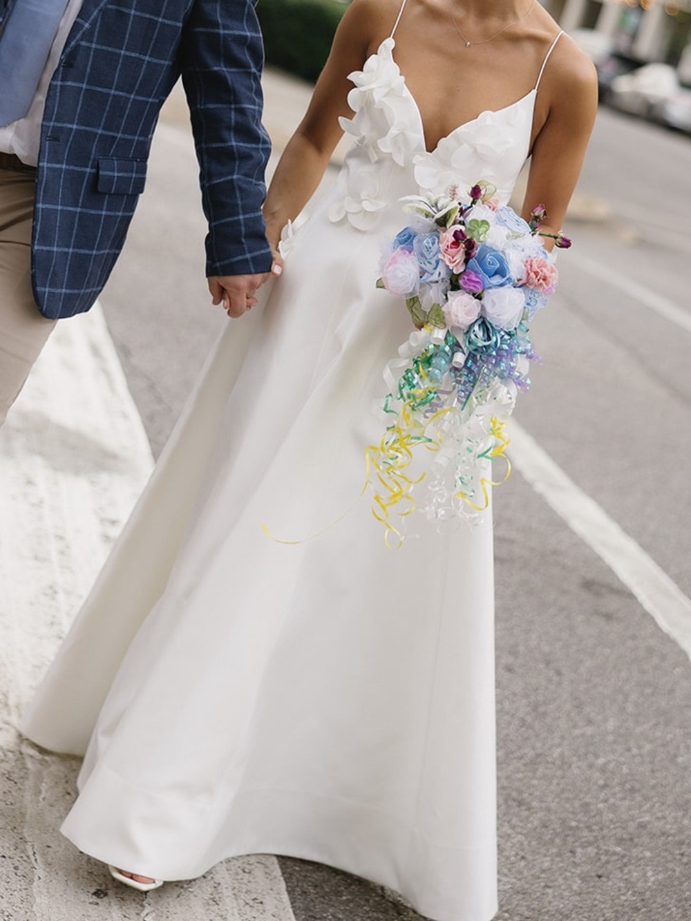 White Floral Appliqué A-Line Dress